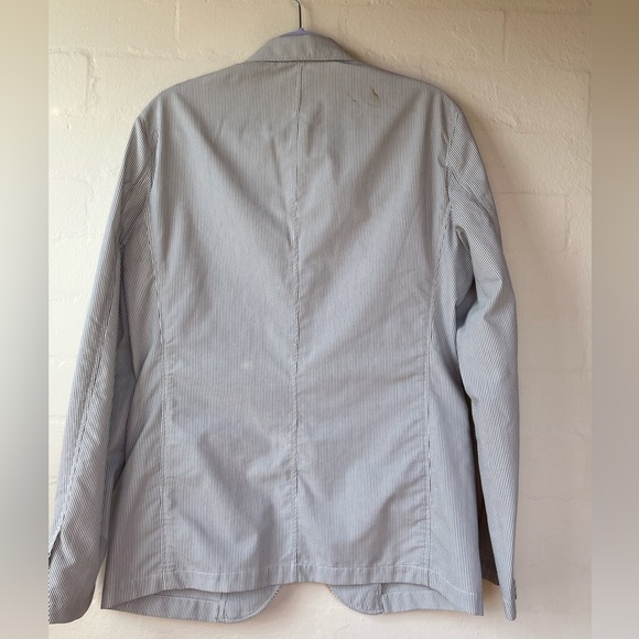 Uniqlo Blazer sz Medium Men’s Jacket Grey light stripe button Preloved Pockets - Picture 11 of 11